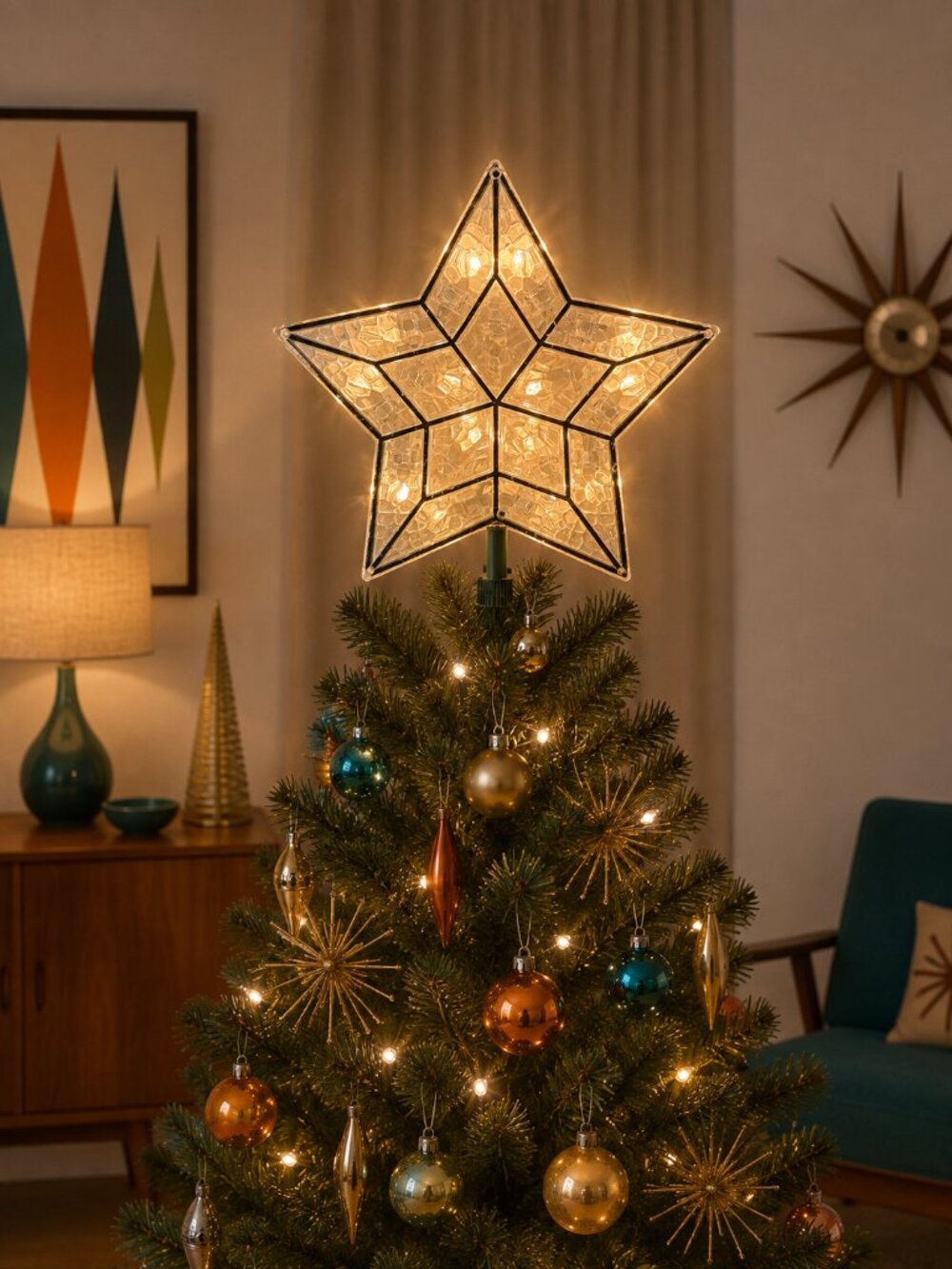 Vintage Canadian Tire 15-Light Illuminated Star Christmas Tree Topper 9"